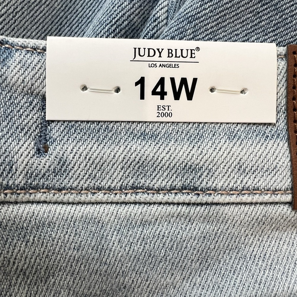 Judy Blue 90s Straight Jeans 14w Rigid Magic JB88884 Distressed Raw Hem NEW! - Picture 8 of 13